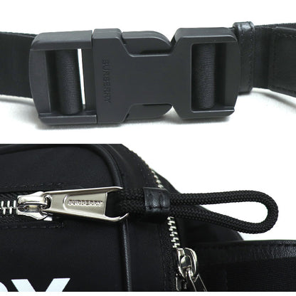BURBERRY バーバリー ロゴプリント ECONYL バムバッグ ボディバッグ ブラック 8021089 メンズ【中古】【美品】