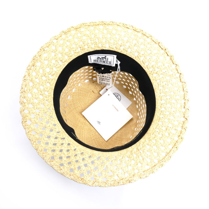 HERMES エルメス エレオノーラ パナマハット ハット ナチュラル 
57 レディース【未使用】【買取品】