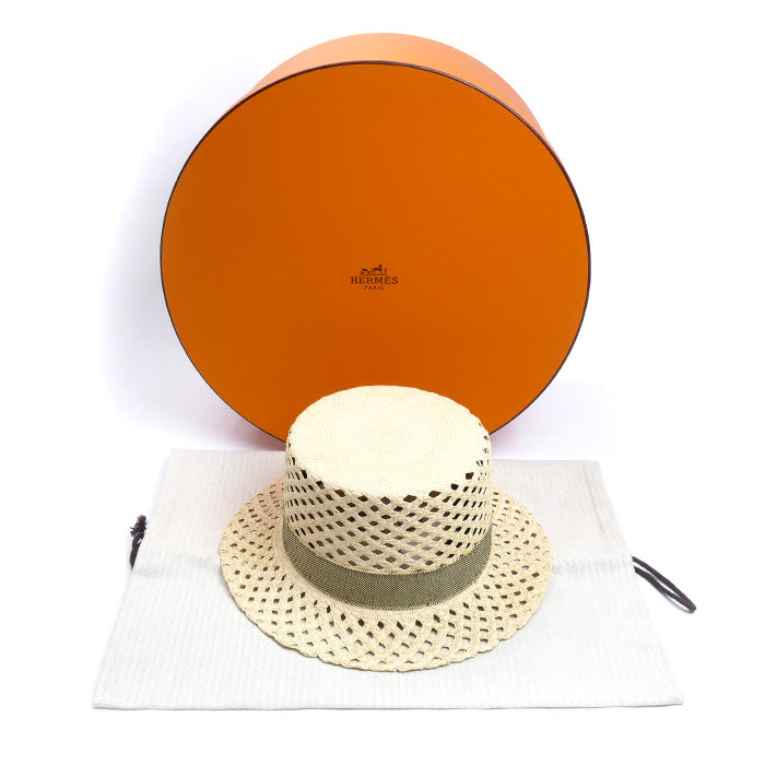 HERMES エルメス エレオノーラ パナマハット ハット ナチュラル 
57 レディース【未使用】【買取品】