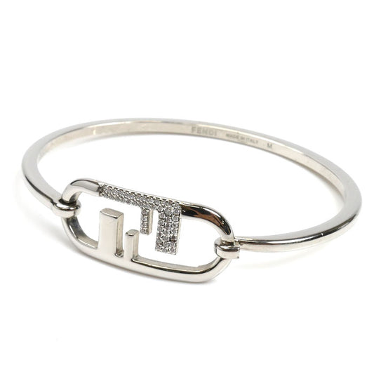 FENDI フェンディ ブラス オーロック バングル 8AH359A44GF089U M 13.2g ジルコン レディース【中古】