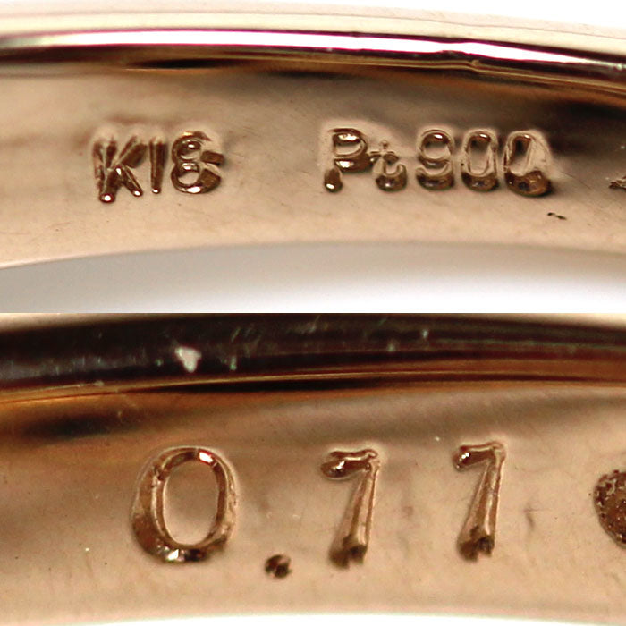 K18PG ピンクゴールド Pt900プラチナ リング・指輪 ダイヤモンド0.11ct 11.5号 6.2g フラワー 蝶 レディース【中古】