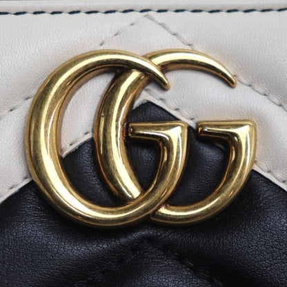 GUCCI グッチ GGマーモント 長財布 ラウンドファスナー ホワイト ブラック 443123 レディース【中古】【美品】