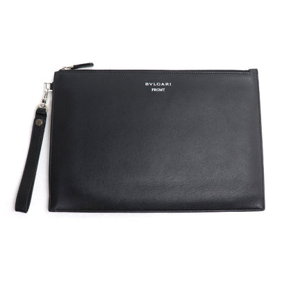 BVLGARI ブルガリ フラグメントコラボ クラッチバッグ ブラック 288581 IC メンズ【中古】
