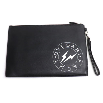 BVLGARI ブルガリ フラグメントコラボ クラッチバッグ ブラック 288581 IC メンズ【中古】