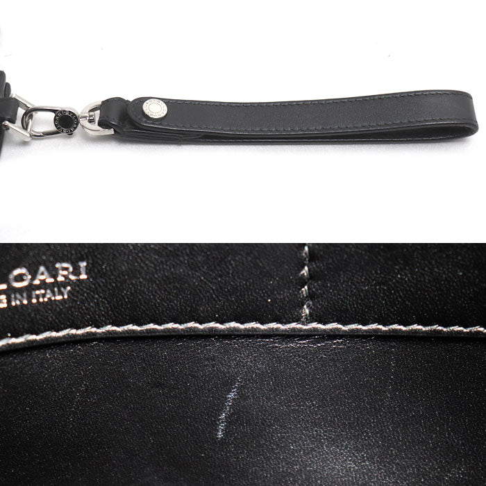 BVLGARI ブルガリ フラグメントコラボ クラッチバッグ ブラック 288581 IC メンズ【中古】
