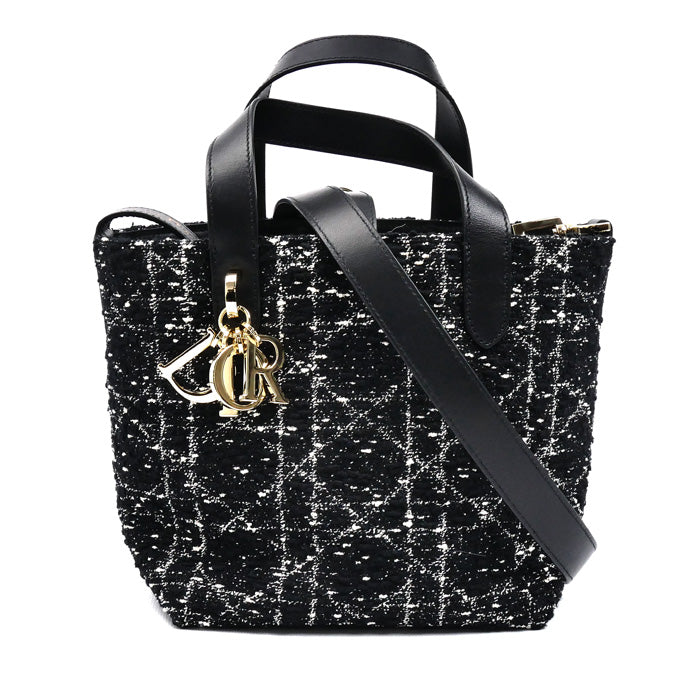 Dior ディオール Dior Toujours バーティカル トートバッグ スモール 2Wayショルダーバッグ ブラック M2835ODFG_M911 ツイード レディース【中古】【美品】