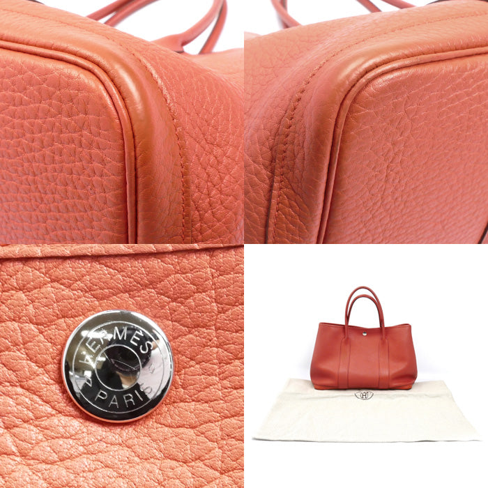 HERMES エルメス ガーデンパーティ 36 ハンドバッグ ルージュピヴォワンヌ 064423CK レディース □P刻印【中古】