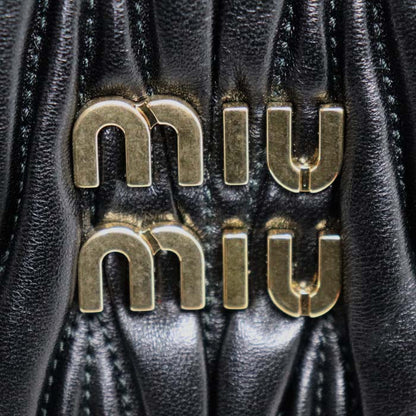 MIUMIU ミュウミュウ ワンダー マテラッセ レザー ホーボー スモール 2Wayショルダーバッグ ブラック 5BC125_AN88_F0002_V_OOY レディース【中古】【美品】