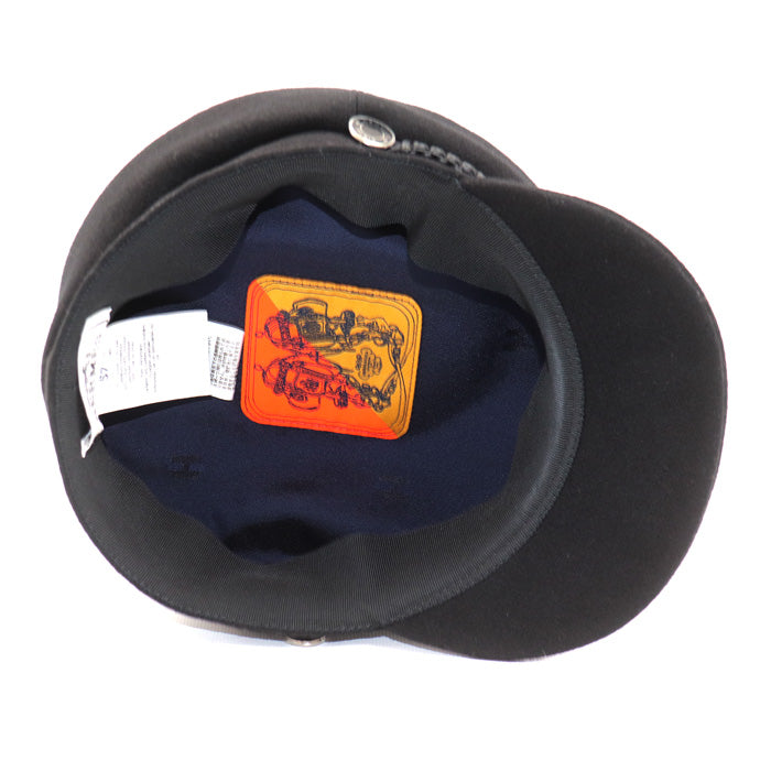 HERMES エルメス ドーヴィル キャスケット ブラック 
57 レディース【中古】