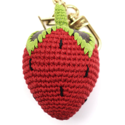 LOUIS VUITTON ルイ・ヴィトン バッグチャーム･ベリーリシャス クロシェ キーホルダー レッド ブラウン グリーン M02583 NX1215 レディース【中古】【美品】