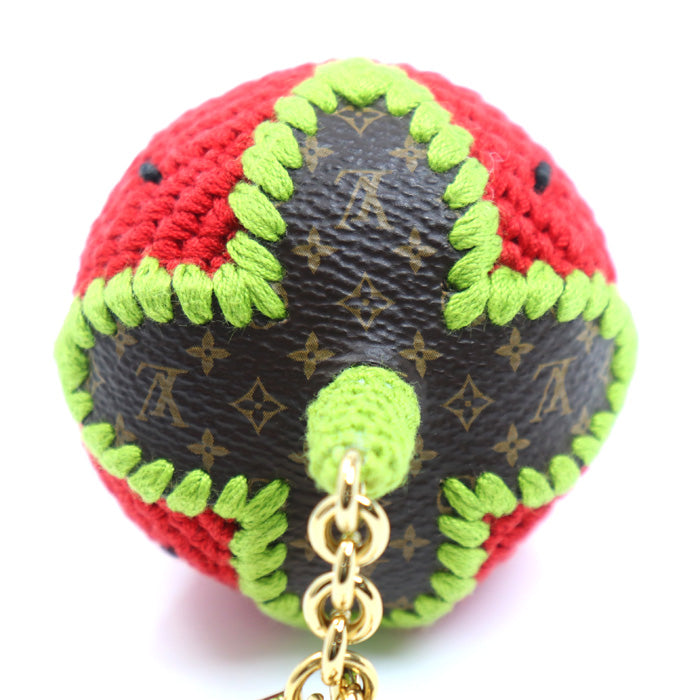 LOUIS VUITTON ルイ・ヴィトン バッグチャーム･ベリーリシャス クロシェ キーホルダー レッド ブラウン グリーン M02583 NX1215 レディース【中古】【美品】