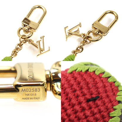LOUIS VUITTON ルイ・ヴィトン バッグチャーム･ベリーリシャス クロシェ キーホルダー レッド ブラウン グリーン M02583 NX1215 レディース【中古】【美品】