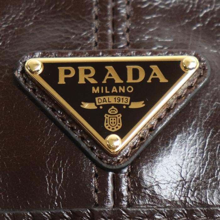 PRADA プラダ ソフトルックスレザー カードケース カードケース ブラウン 1MC025_2CYR_F0003 IC レディース【中古】【美品】