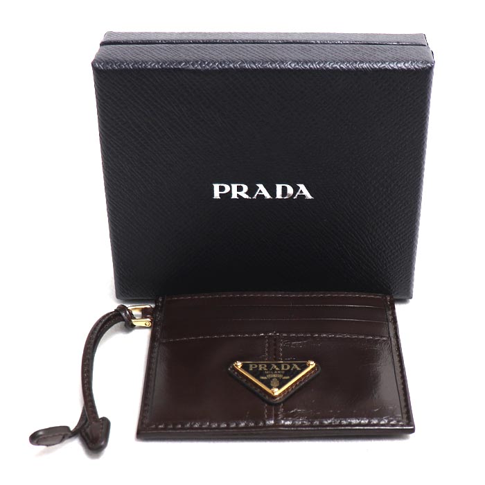 PRADA プラダ ソフトルックスレザー カードケース カードケース ブラウン 1MC025_2CYR_F0003 IC レディース【中古】【美品】