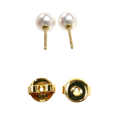 MIKIMOTO ミキモト K18YG イエローゴールド ピアス PE-2SK アコヤパール約6.3mm 1.6g レディース【中古】【美品】