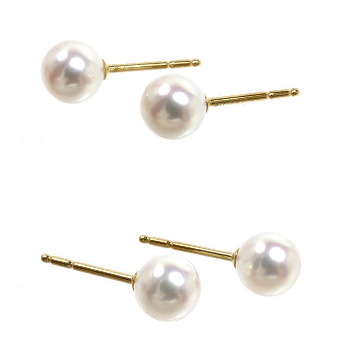 MIKIMOTO ミキモト K18YG イエローゴールド ピアス PE-2SK アコヤパール約6.3mm 1.6g レディース【中古】【美品】