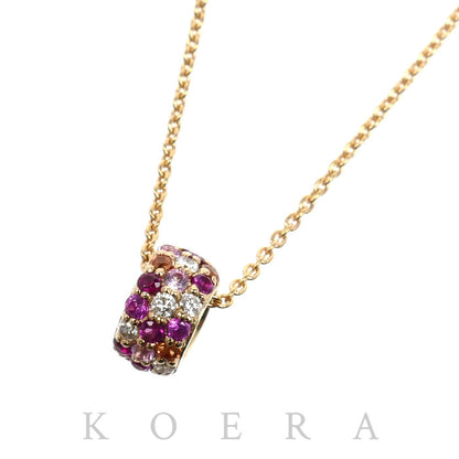 Ponte Vecchio ポンテヴェキオ K18PG ピンクゴールド エテルノ ロトンドS ネックレス ダイヤモンド0.03ct サファイア0.11ct ルビー0.03ct 2.1g 40cm レディース【中古】【美品】