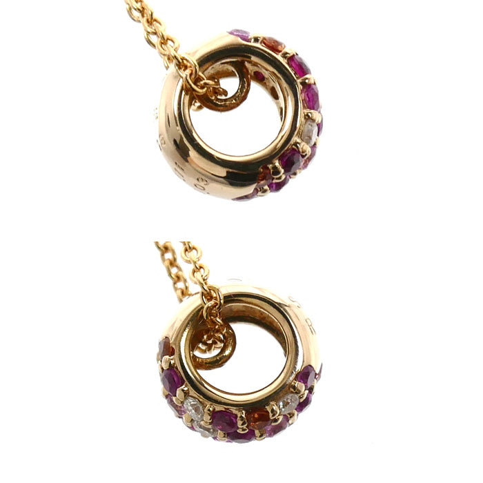 Ponte Vecchio ポンテヴェキオ K18PG ピンクゴールド エテルノ ロトンドS ネックレス ダイヤモンド0.03ct サファイア0.11ct ルビー0.03ct 2.1g 40cm レディース【中古】【美品】
