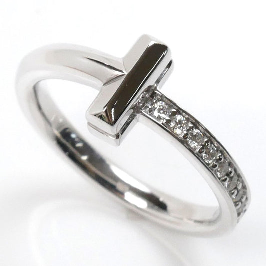 TIFFANY&Co. ティファニー K18WG ホワイトゴールド Tワン ナロー リング・指輪 67795512 ダイヤモンド 9号 4.1g レディース【中古】【美品】