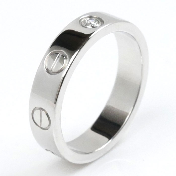 CARTIER カルティエ K18WG ホワイトゴールド ラブリング 1Pダイヤ リング・指輪 B4050547 ダイヤモンド 7号 47 4.1g レディース【中古】【美品】