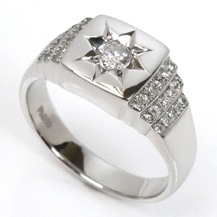 Pt900プラチナ ダイヤ 印台 リング・指輪 ダイヤモンド0.50ct 24号 13.8g メンズ【中古】【美品】