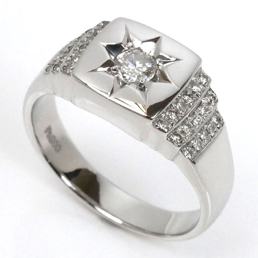 Pt900プラチナ ダイヤ 印台 リング・指輪 ダイヤモンド0.50ct 24号 13.8g メンズ【中古】【美品】