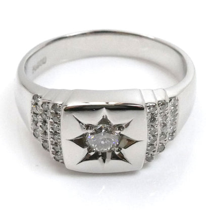 Pt900プラチナ ダイヤ 印台 リング・指輪 ダイヤモンド0.50ct 24号 13.8g メンズ【中古】【美品】