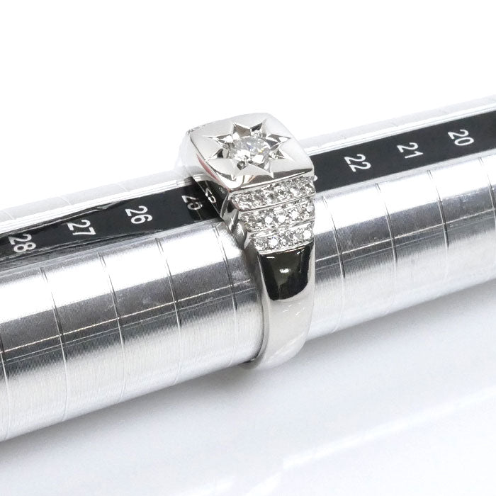 Pt900プラチナ ダイヤ 印台 リング・指輪 ダイヤモンド0.50ct 24号 13.8g メンズ【中古】【美品】