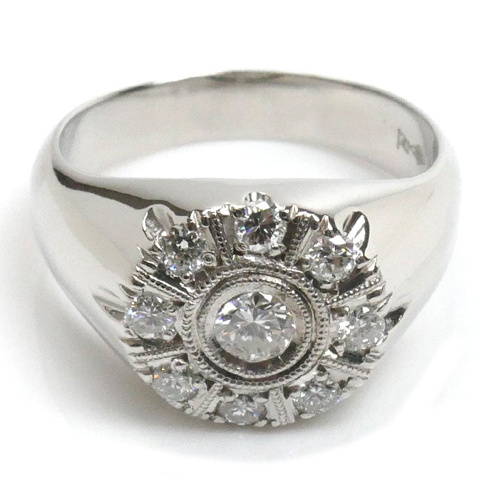 Pt850プラチナ ダイヤ リング・指輪 ダイヤモンド0.69ct 20号 15.2g メンズ【中古】【美品】