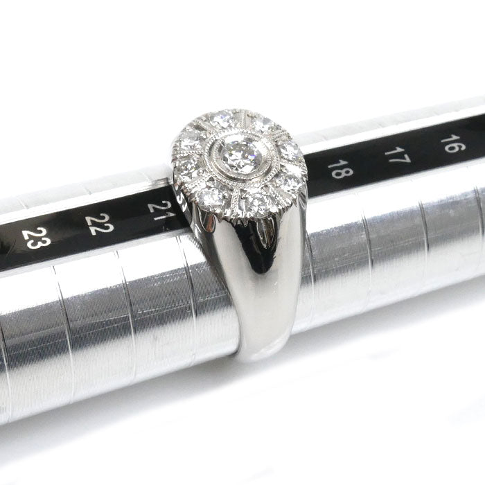 Pt850プラチナ ダイヤ リング・指輪 ダイヤモンド0.69ct 20号 15.2g メンズ【中古】【美品】