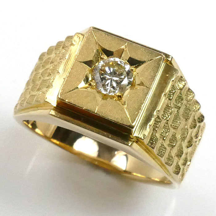 K18YG イエローゴールド ダイヤ リング・指輪 ダイヤモンド0.34ct 20号 14.7g メンズ【中古】