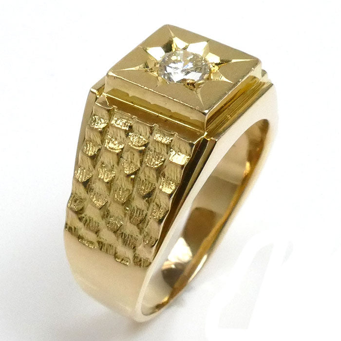 K18YG イエローゴールド ダイヤ リング・指輪 ダイヤモンド0.34ct 20号 14.7g メンズ【中古】