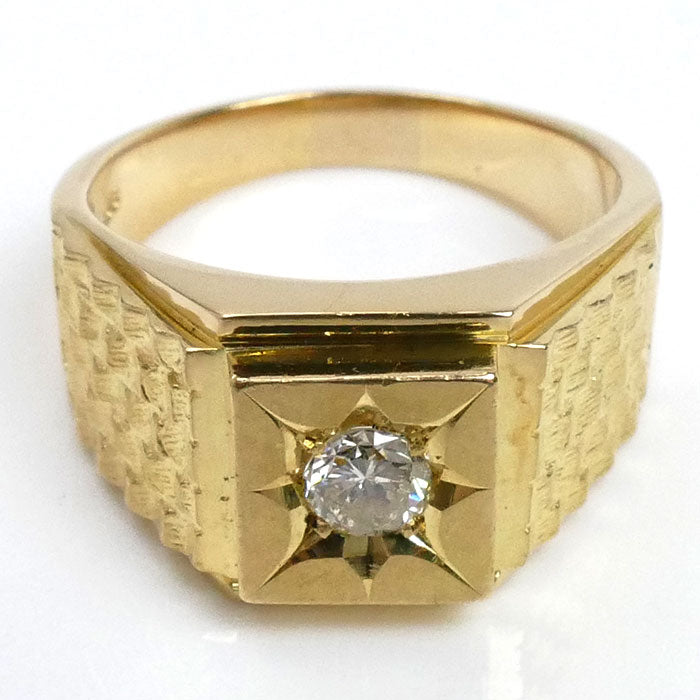 K18YG イエローゴールド ダイヤ リング・指輪 ダイヤモンド0.34ct 20号 14.7g メンズ【中古】