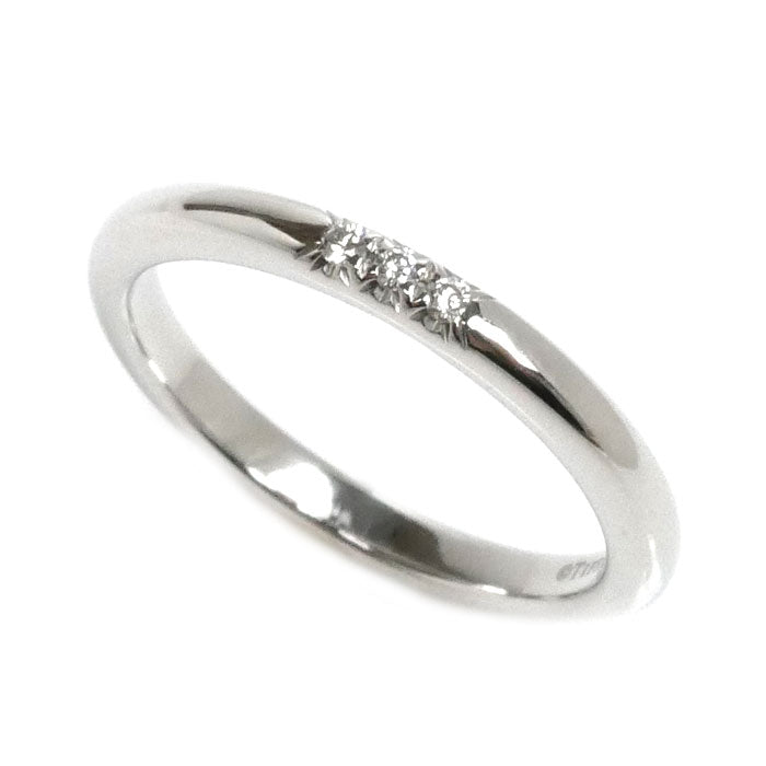 TIFFANY&Co. ティファニー Pt950プラチナ クラシックバンド 3Pダイヤ リング・指輪 ダイヤモンド 7.5号 3.3g レディース【中古】【美品】