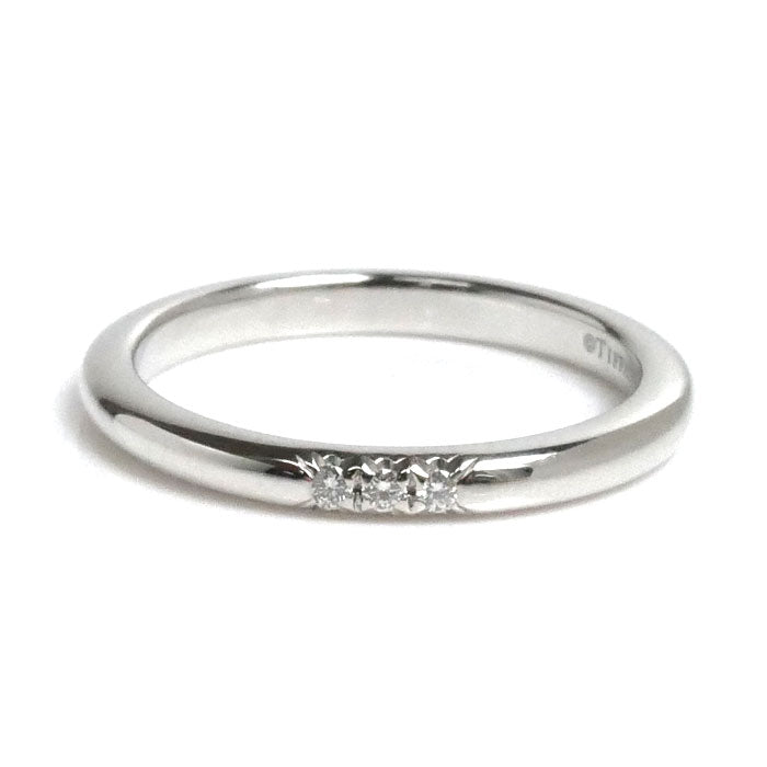 TIFFANY&Co. ティファニー Pt950プラチナ クラシックバンド 3Pダイヤ リング・指輪 ダイヤモンド 7.5号 3.3g レディース【中古】【美品】