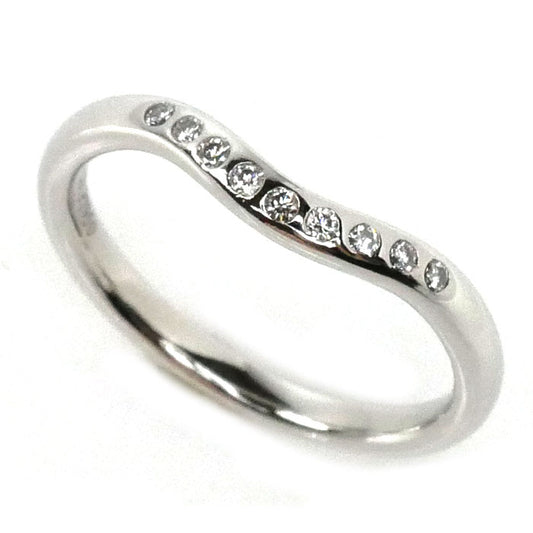 TIFFANY&Co. ティファニー Pt950プラチナ カーブドバンド 9Pダイヤ リング・指輪 60016938 ダイヤモンド 8号 3.1g レディース【中古】【美品】