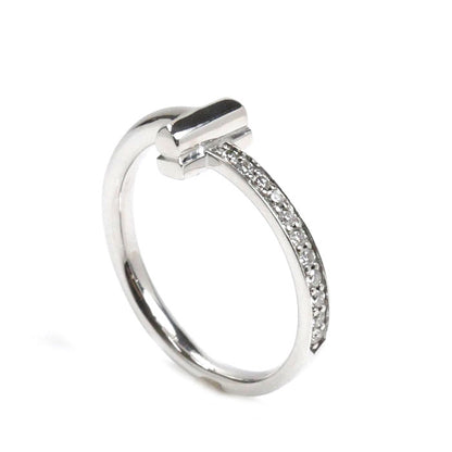 TIFFANY&Co. ティファニー K18WG ホワイトゴールド Tワン リング・指輪 12号 3.9g レディース【中古】【美品】