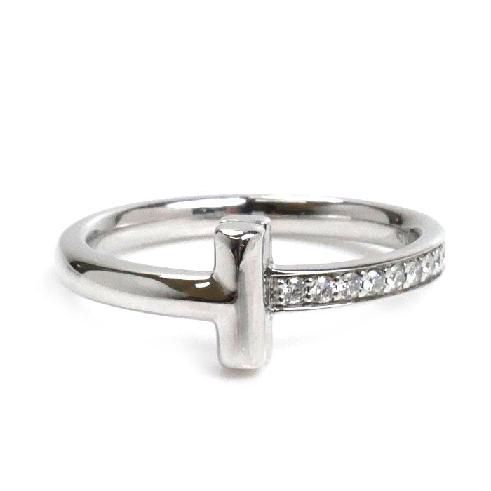 TIFFANY&Co. ティファニー K18WG ホワイトゴールド Tワン リング・指輪 12号 3.9g レディース【中古】【美品】