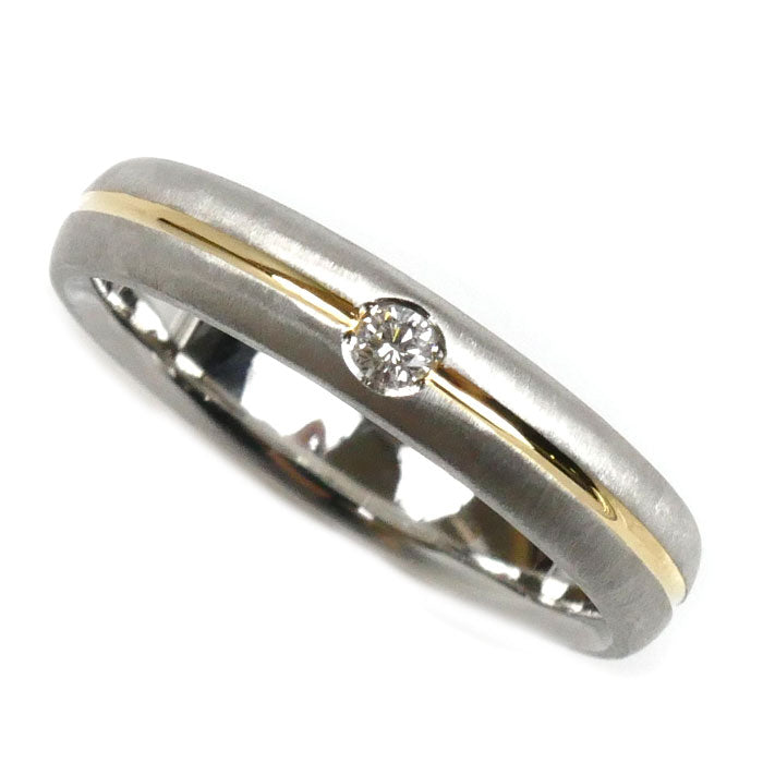 MIKIMOTO ミキモト Pt950プラチナ K18YG イエローゴールド リング・指輪 ダイヤモンド0.03ct 10号 4.8g レディース【中古】【美品】