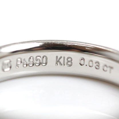 MIKIMOTO ミキモト Pt950プラチナ K18YG イエローゴールド リング・指輪 ダイヤモンド0.03ct 10号 4.8g レディース【中古】【美品】