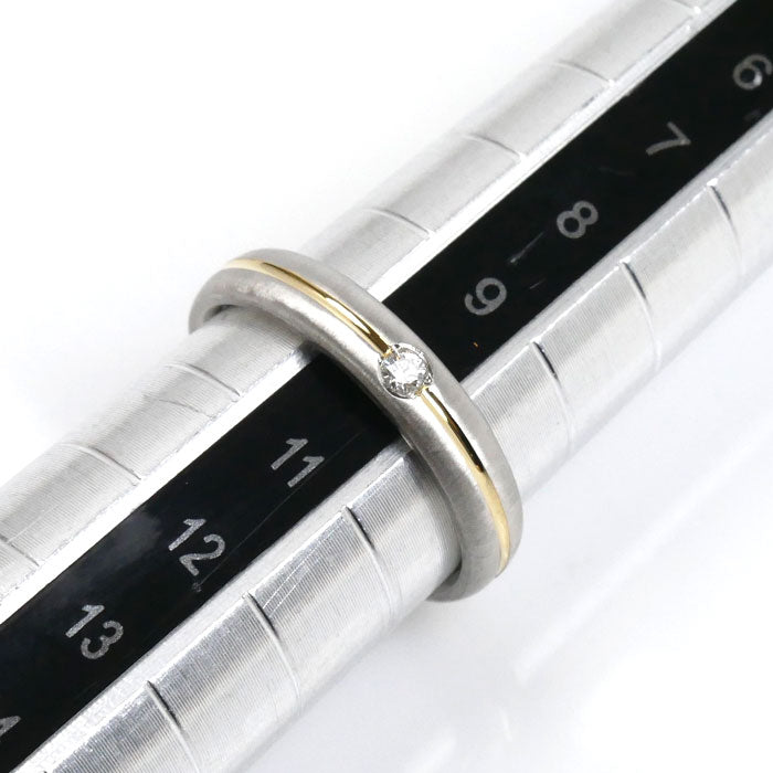 MIKIMOTO ミキモト Pt950プラチナ K18YG イエローゴールド リング・指輪 ダイヤモンド0.03ct 10号 4.8g レディース【中古】【美品】
