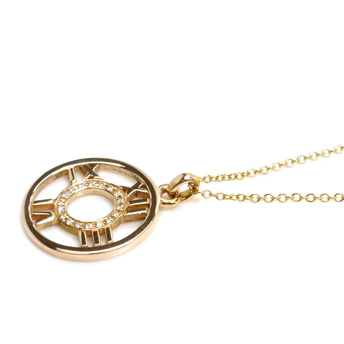 TIFFANY&Co. ティファニー K18PG ピンクゴールド アトラスオープン ペンダントネックレス ダイヤモンド 3.8g 41cm レディース【中古】