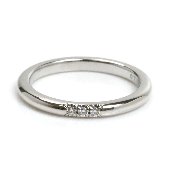 TIFFANY&Co. ティファニー Pt950プラチナ クラシックバンド 3P ダイヤ リング・指輪 ダイヤモンド 6.5号 3.1g レディース【中古】【美品】