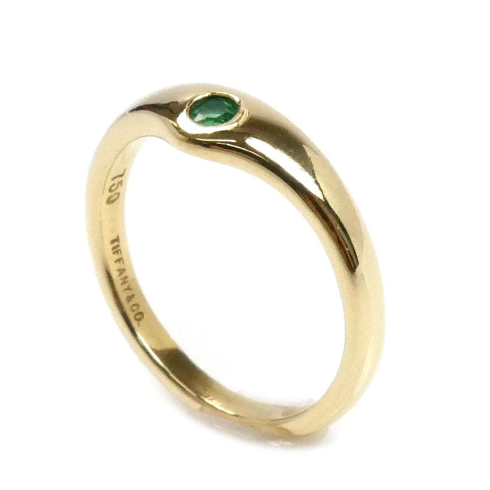 TIFFANY&Co. ティファニー K18YG イエローゴールド カーブドバンド リング・指輪 エメラルド 7号 2.4g レディース【中古】