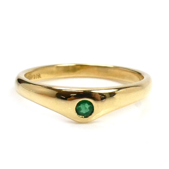 TIFFANY&Co. ティファニー K18YG イエローゴールド カーブドバンド リング・指輪 エメラルド 7号 2.4g レディース【中古】