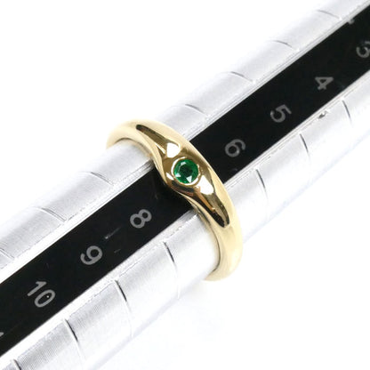 TIFFANY&Co. ティファニー K18YG イエローゴールド カーブドバンド リング・指輪 エメラルド 7号 2.4g レディース【中古】