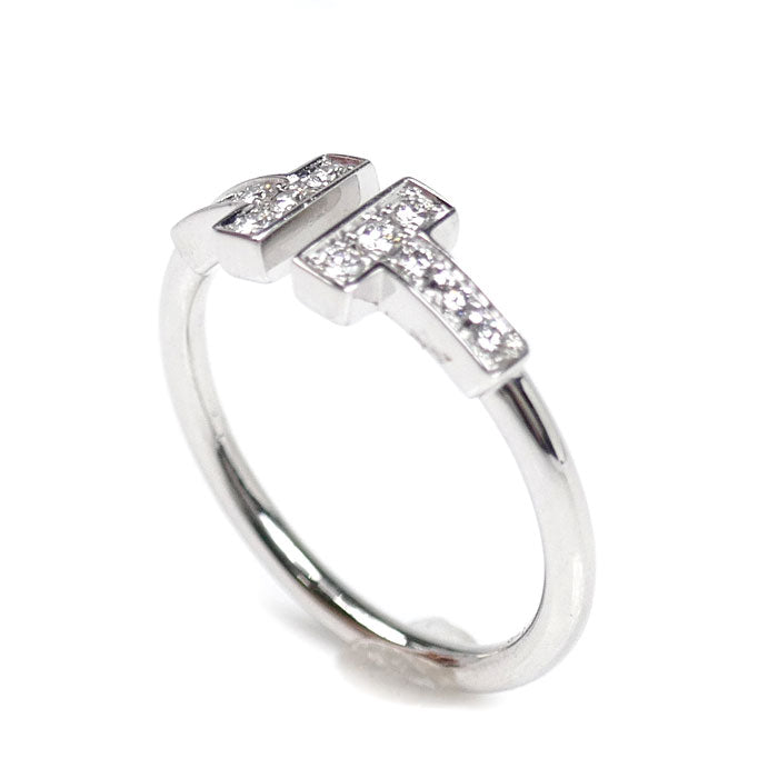 TIFFANY&Co. ティファニー K18WG ホワイトゴールド Tワイヤー リング・指輪 60147235 ダイヤモンド 10号 2.7g レディース【中古】【美品】