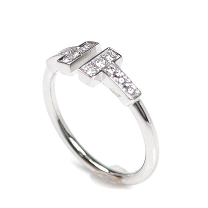 TIFFANY&Co. ティファニー K18WG ホワイトゴールド Tワイヤー リング・指輪 60147235 ダイヤモンド 10号 2.7g レディース【中古】【美品】