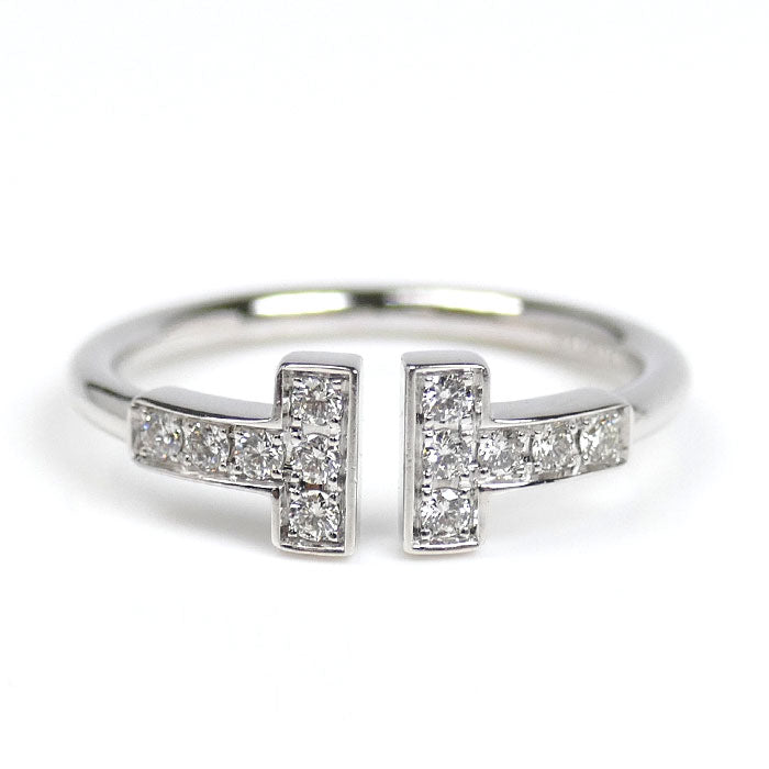 TIFFANY&Co. ティファニー K18WG ホワイトゴールド Tワイヤー リング・指輪 60147235 ダイヤモンド 10号 2.7g レディース【中古】【美品】