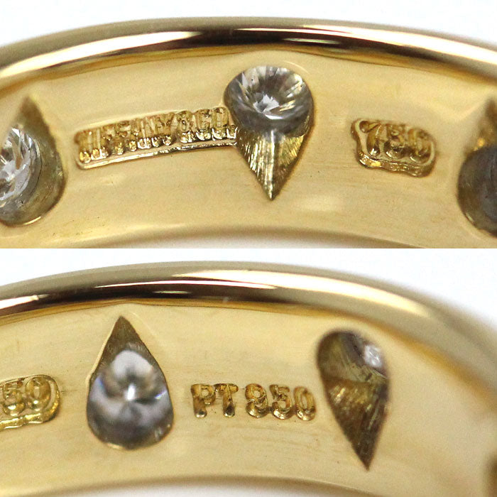 TIFFANY&Co. ティファニー K18YG イエローゴールド Pt950プラチナ ドッツ ダイヤ リング・指輪 ダイヤモンド 6.5号 4.7g レディース【中古】【美品】